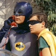 The dearly missed Adam West as Batman, alongside Burt Ward as Robin.
